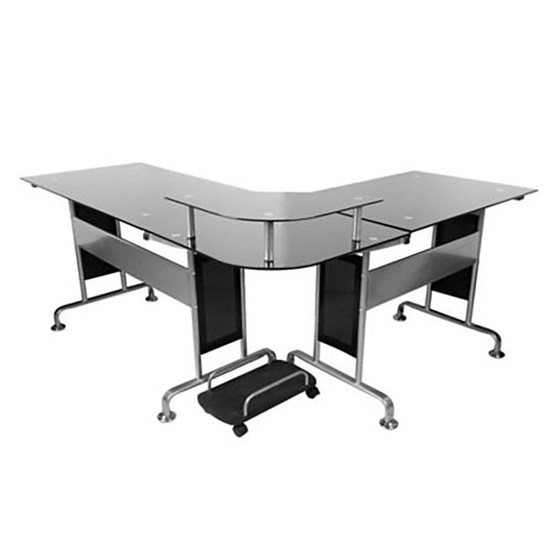 JUST HOME COLLECTION - Escritorio Vidrio Esquinero L Negro 145x170.5x88 cm