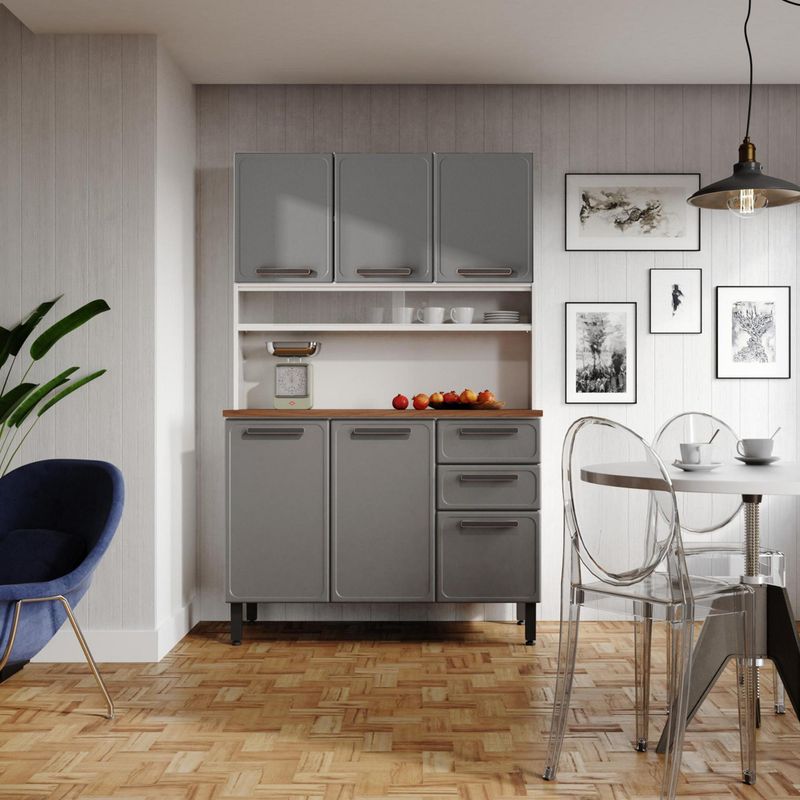 BERTOLINI - Kit Mueble Cocina de Metal Origens grafito 120x192x48 cm