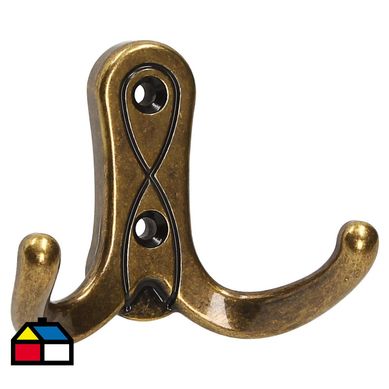 Colgador 2 ganchos zamak cuero viejo wr42