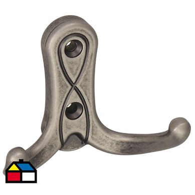 Colgador 2 ganchos zamak plata viejo wr42