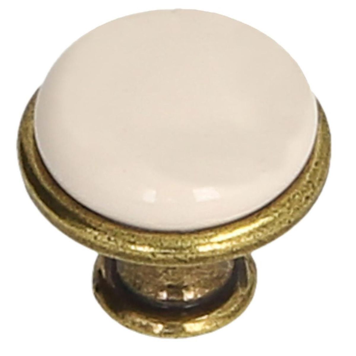 FIXSER - Pomo 29mm porcelana beige base zamak cuero viejo