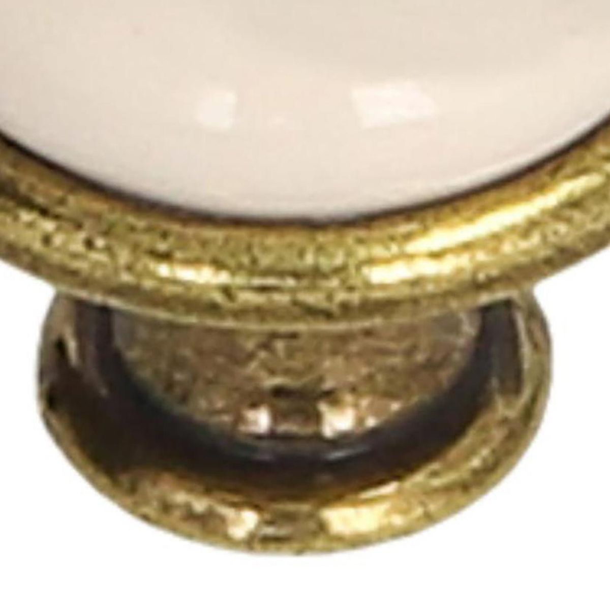 FIXSER - Pomo 29mm porcelana beige base zamak cuero viejo