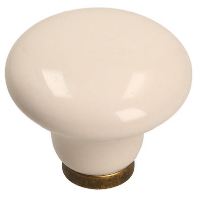 Pomo 38mm porcelana beig base zamak cuero viejo