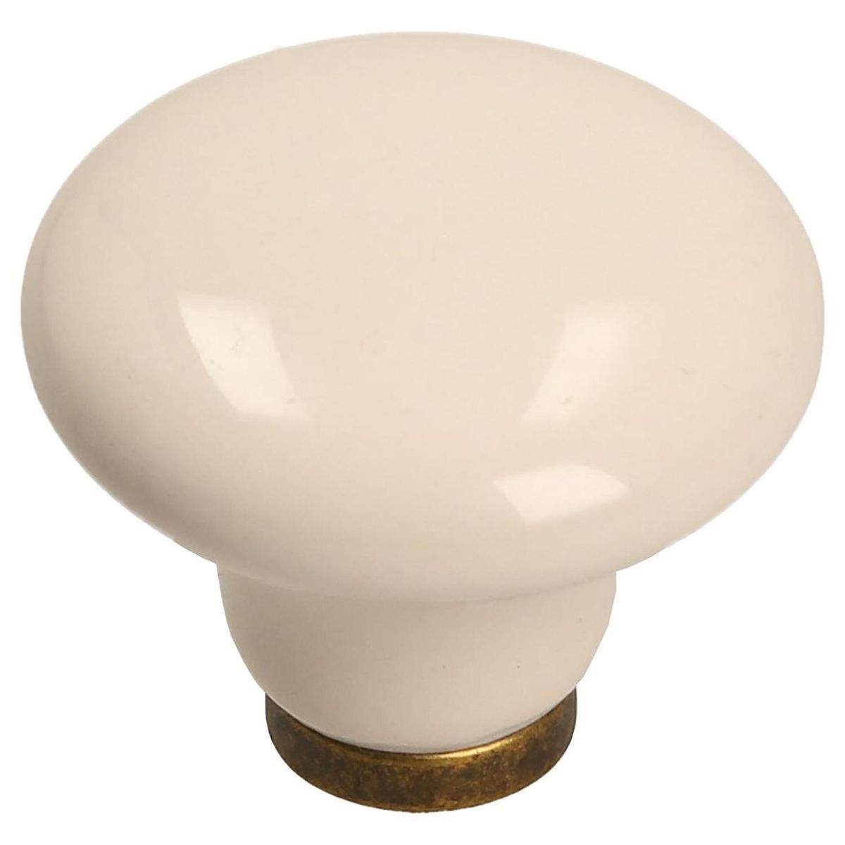 FIXSER - Pomo 38mm porcelana beig base zamak cuero viejo