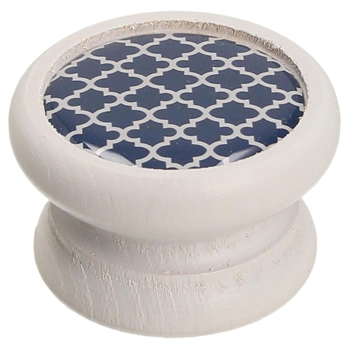 FIXSER - Pomo 40mm haya blanco mate gd07 diseño azul oscuro