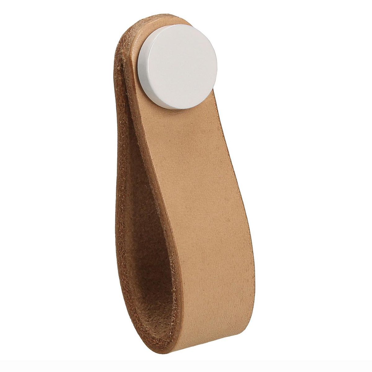 FIXSER - Pomo piel beige botón blanco gl24