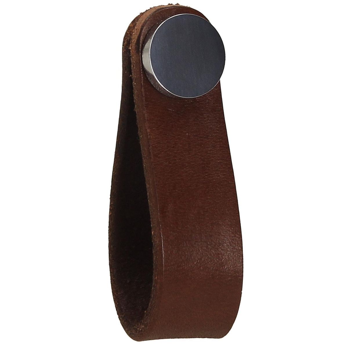 FIXSER - Pomo piel marrón botón brillante gl24