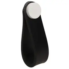 FIXSER - Pomo piel negro botón blanco gl24
