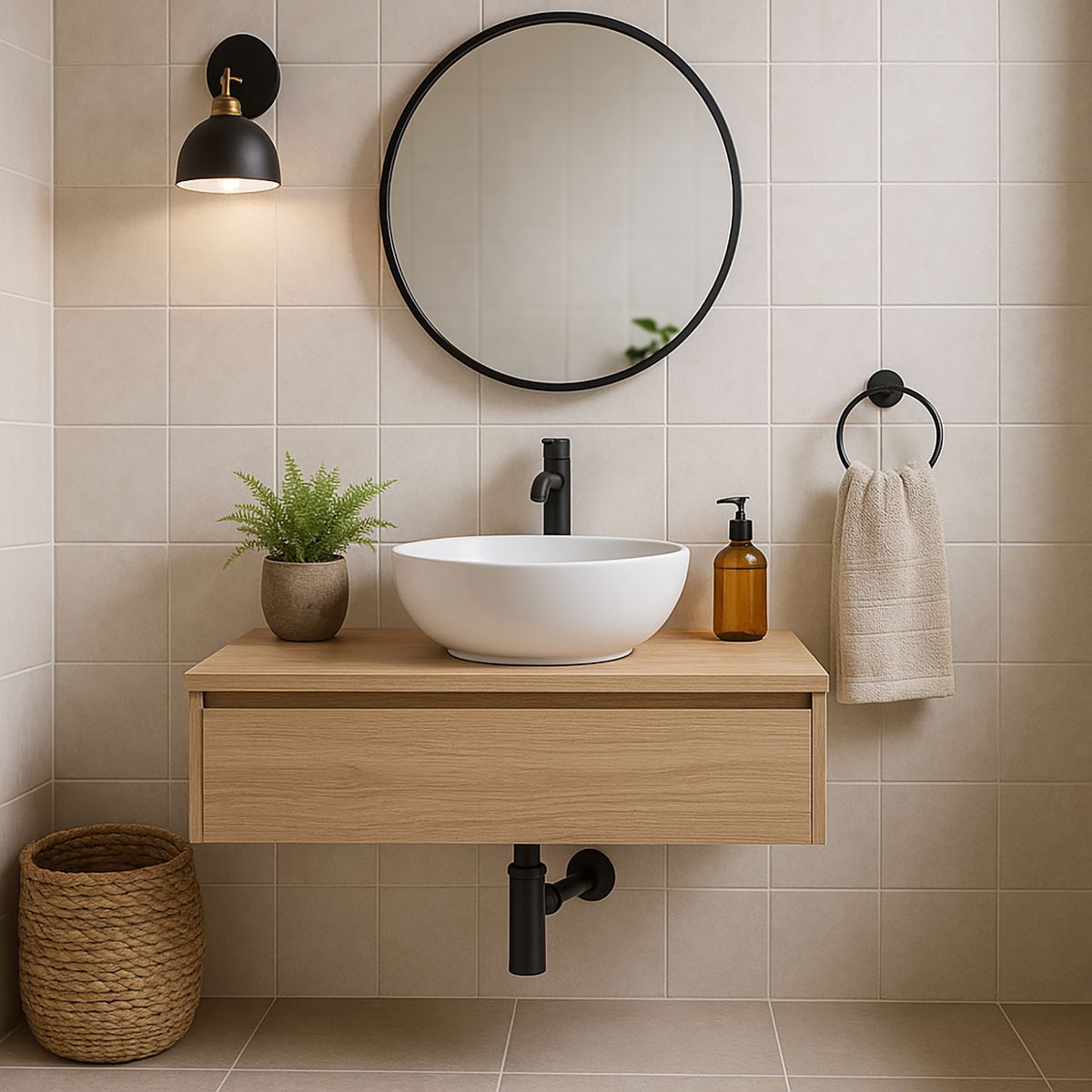 SENSI DACQUA - Sifón botella negro 1 1/4" x 32 mm