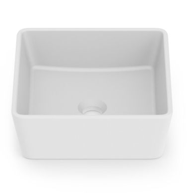 Lavamanos Sobrepuesto con Forma Cuadrada Porcelana 35x13x35 cm Blanco mate