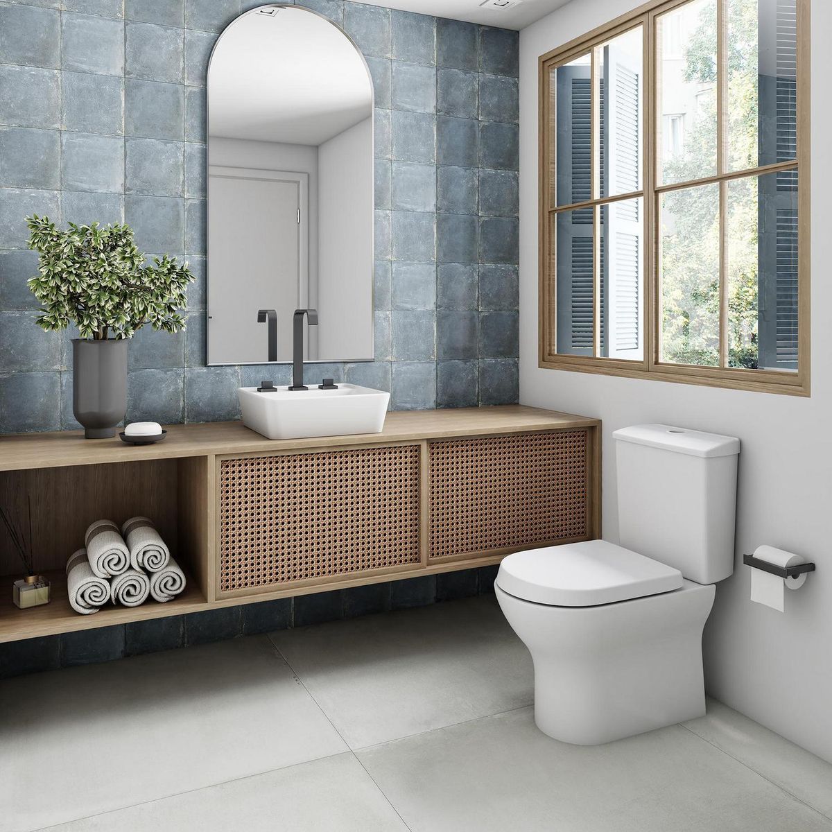 ROCA - Lavamanos Sobrepuesto Forma Rectangular Porcelana 42x13x42 cm Blanco mate