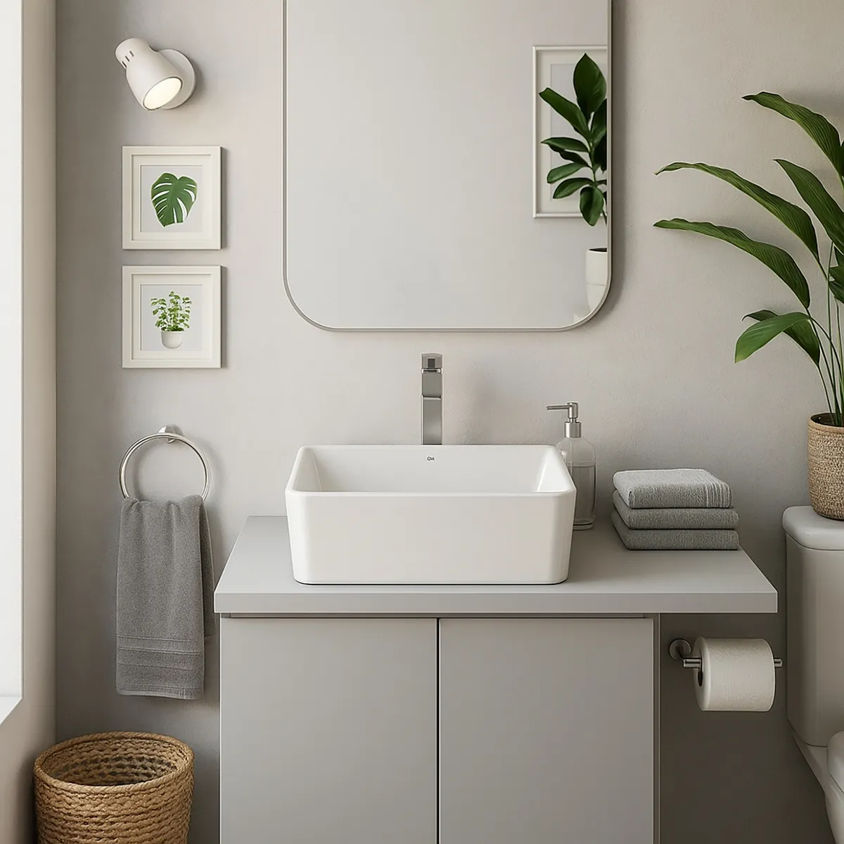 ROCA - Lavamanos Sobrepuesto Forma Cuadrada Porcelana 35x13x35 cm Blanco