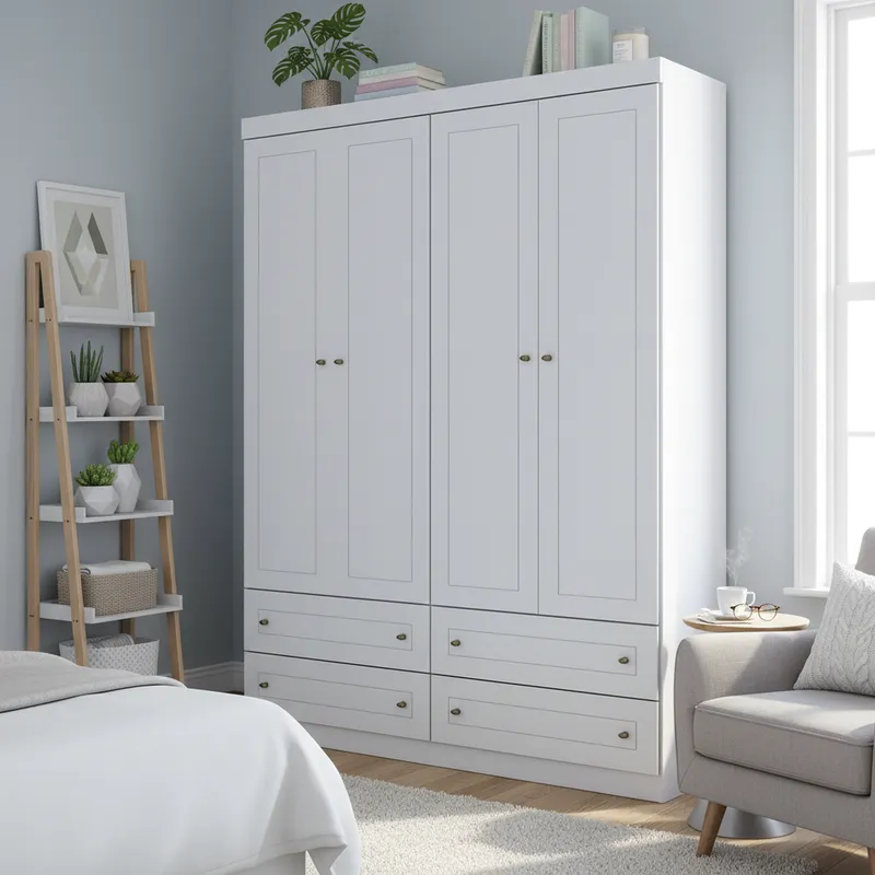CASA BONITA - Clóset 4 Puerta(s) 4 Cajón(es) 5 Repisa(s) 158.5x220.5x46.5 cm Blanco