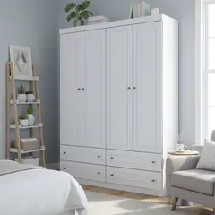 CASA BONITA - Clóset 4 Puerta(s) 4 Cajón(es) 5 Repisa(s) 158.5x220.5x46.5 cm Blanco