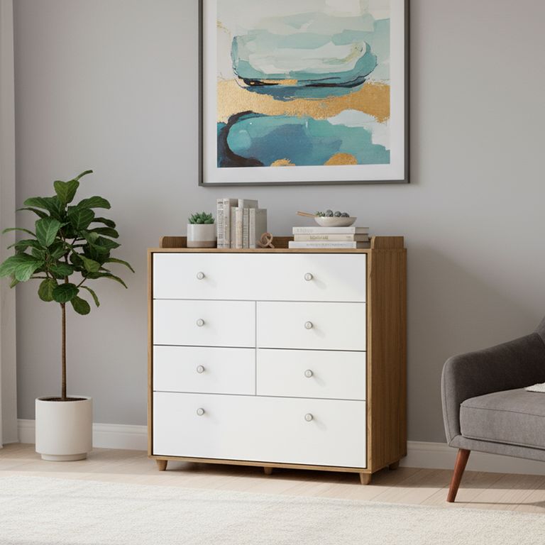 Cómoda 6 Cajón(es) I709-18 93x94x43 cm Blanco