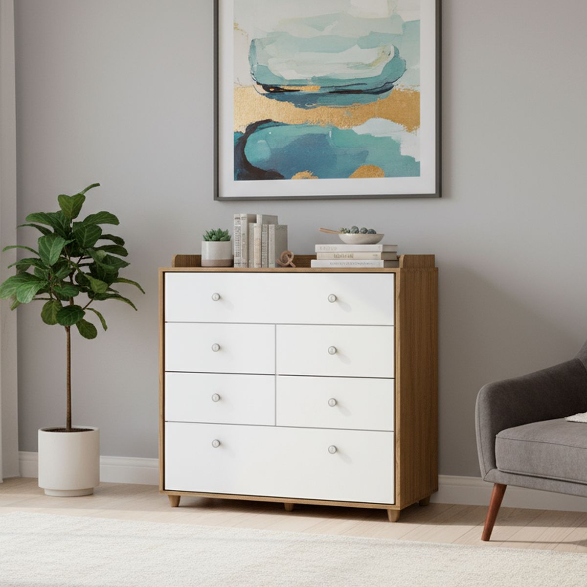 CASA BONITA - Cómoda 6 Cajón(es) I709-18 93x94x43 cm Blanco