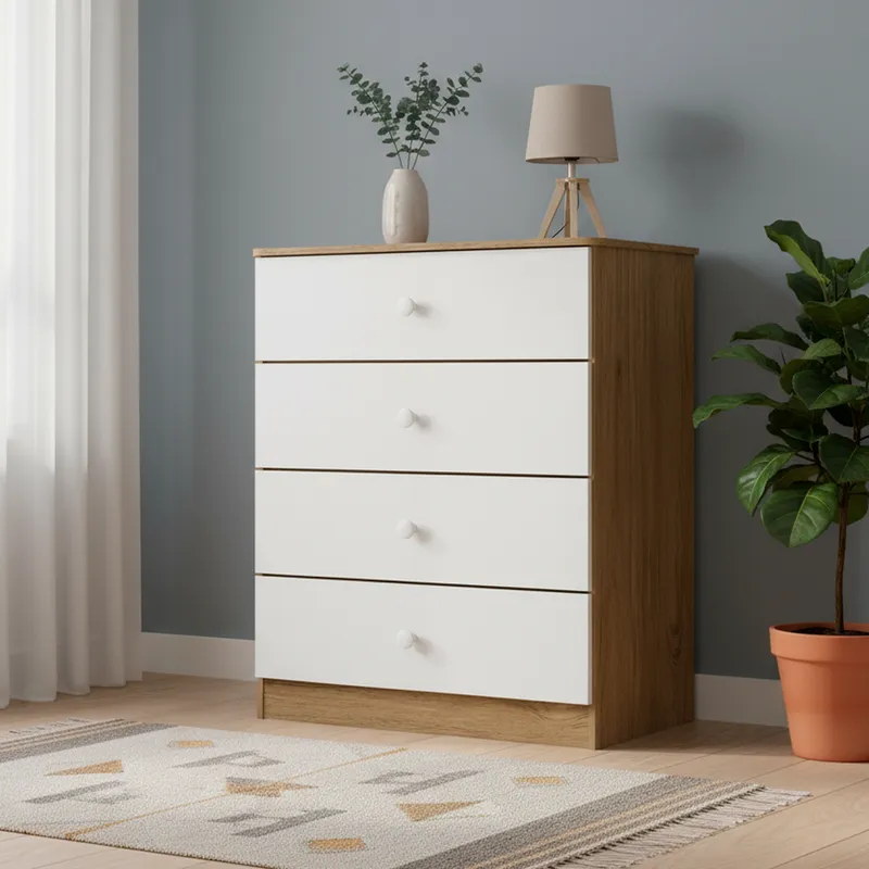 CASA BONITA - Cómoda 4 Cajón(es) Labirinto 65x80x40 cm Blanco