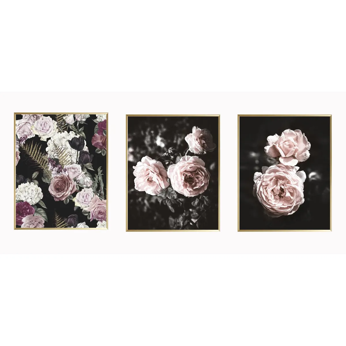 JUST HOME COLLECTION - Set 3 cuadros flores 40x50 cm