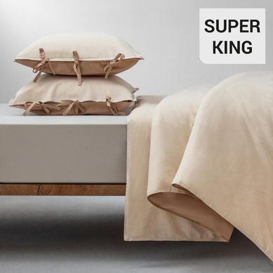 Funda plumn lino bord beige sper king