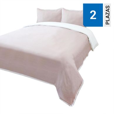 Funda plumn lino bord rosa 2 plazas