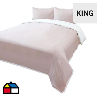 Funda plumn lino bord rosa king