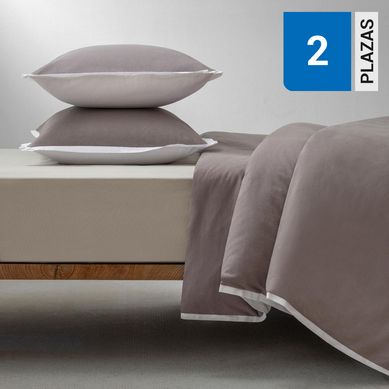 Funda plumn lino gris 2 plazas
