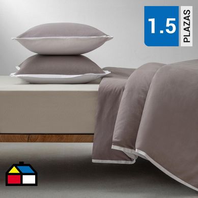 Funda plumn lino gris 1,5 plazas