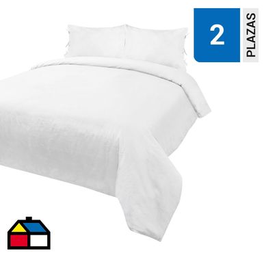 Funda plumn lino blanco 2 plazas