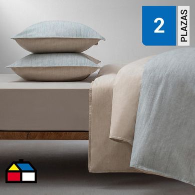 Funda plumn loneta azul 2 plazas