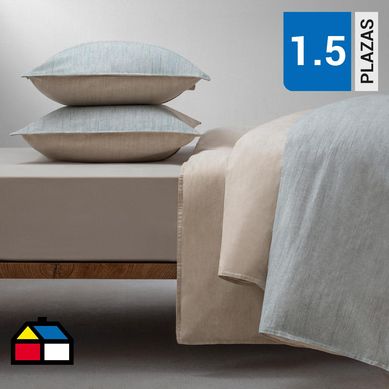 Funda plumn loneta azul 1,5 plazas