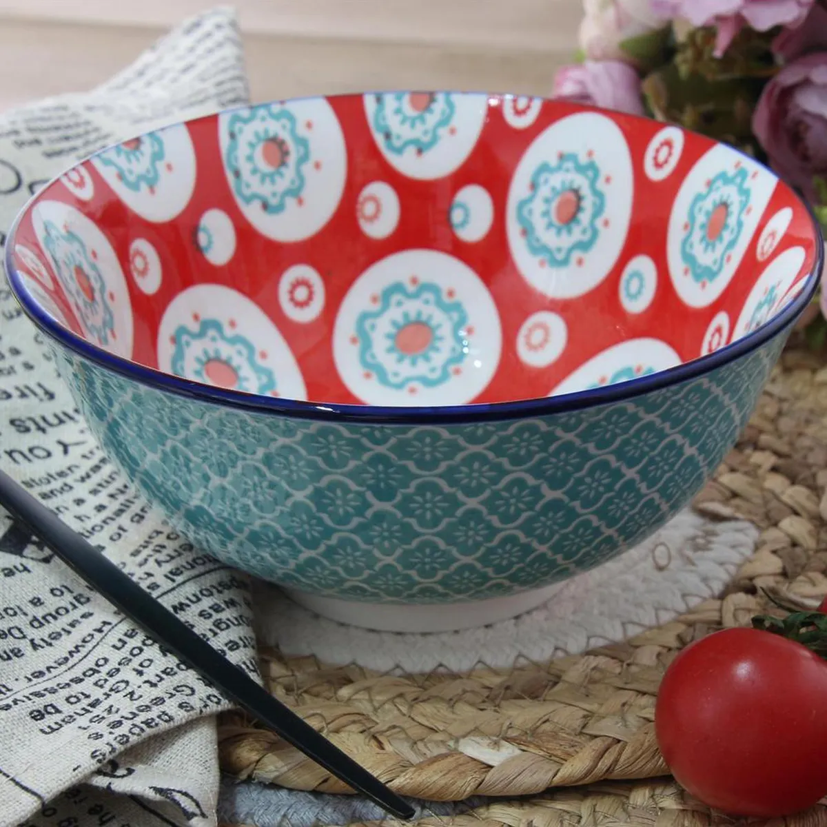 JUST HOME COLLECTION - Bowl 15.4x7 cm diseño rojo/verde