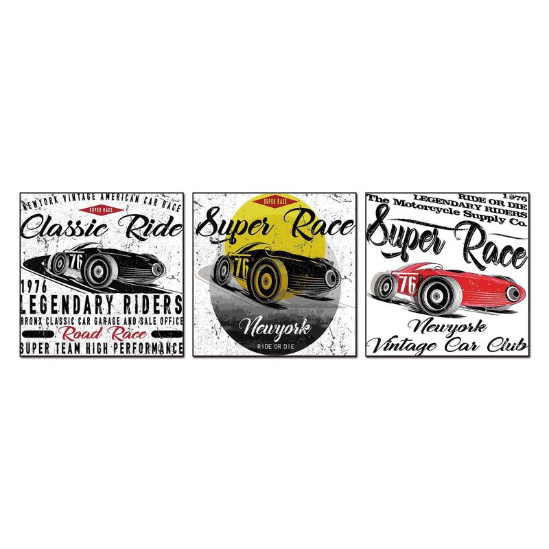HOMY - Set de 3 cuadros acrílico cars 60x60 cm
