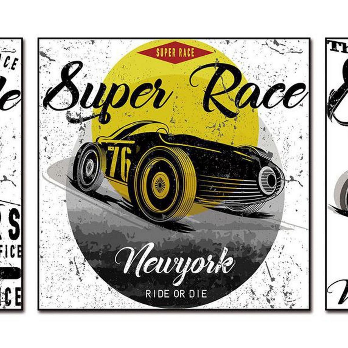 HOMY - Set de 3 cuadros acrílico cars 60x60 cm