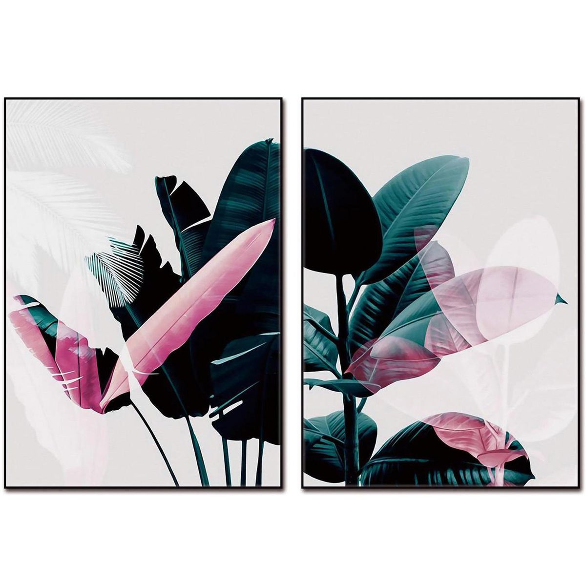 HOMY - Set 2 Cuadros Acrílicos Hojas 50x70 cm