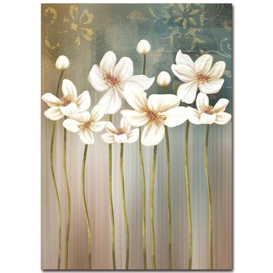 Cuadro acrlico flores blancas 1 50x70 cm