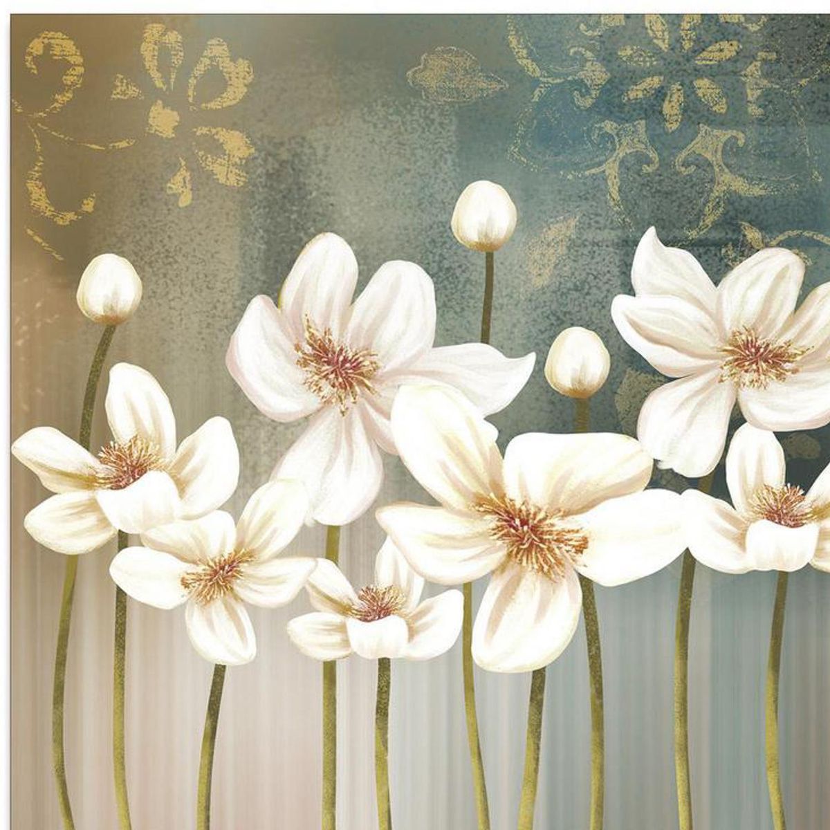 HOMY - Cuadro acrílico flores blancas 1 50x70 cm