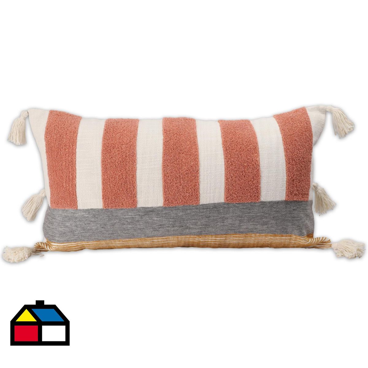 HOMY - Cojín tejido ponpon 35x65 cm