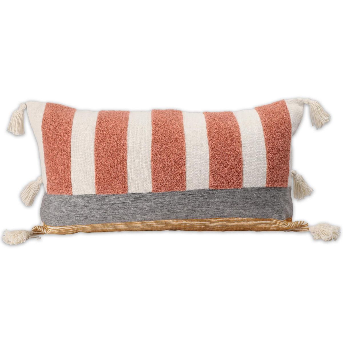 HOMY - Cojín tejido ponpon 35x65 cm