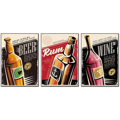 Set de 3 cuadros acrlico licor 50x70 cm