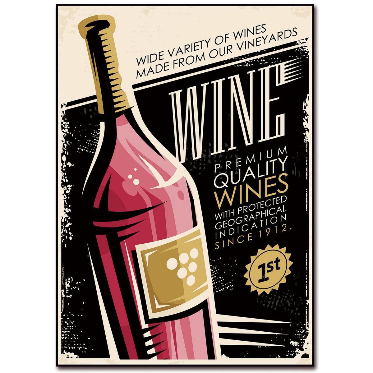 HOMY - Cuadro acrílico vino 50x70 cm