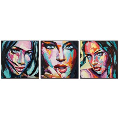Set de 3 cuadros acrlico mujer 2 40x40 cm