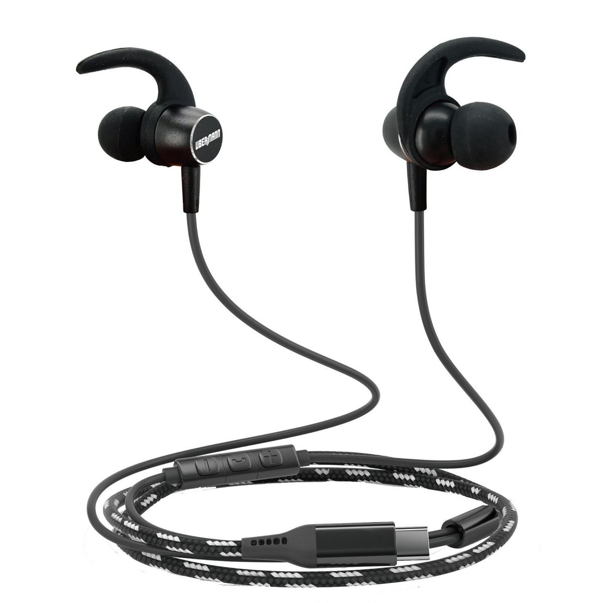 UBERMANN - Audífonos alámbricos Tipo C hecho con Kevlar 1.2 mts IP20
