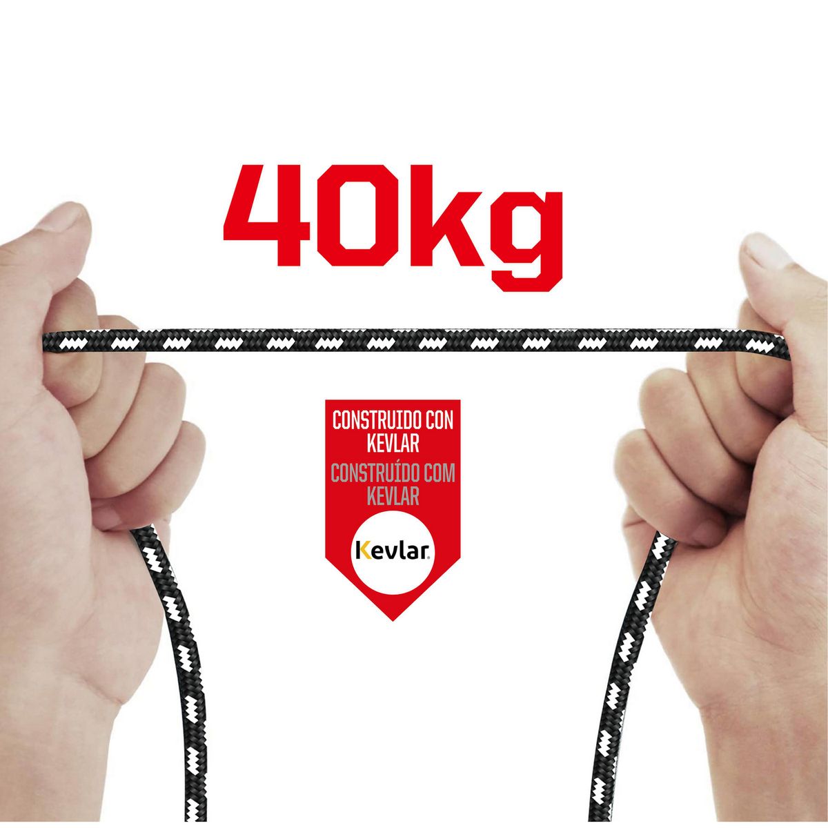 UBERMANN - Cable Tipo C A Lightning Carga Rápida Kevlar 2 Metros