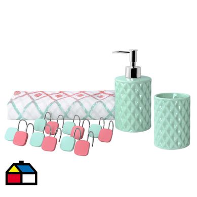 Set de 4 piezas de bao teal