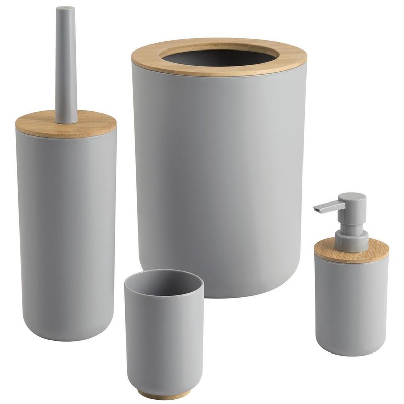 JUST HOME COLLECTION - Set de 4 accesorios de baño mix gris