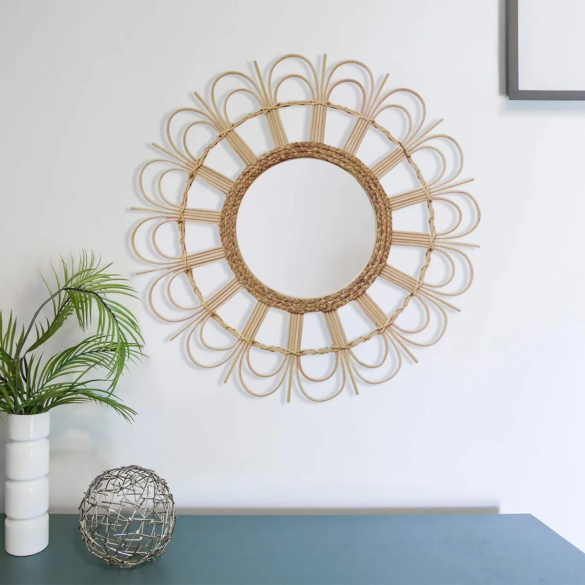 HOMY - Espejo redondo natural swirl 80 cm