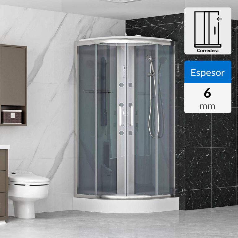 Cabina curva 6mm 90x90x217cm Grey Silver