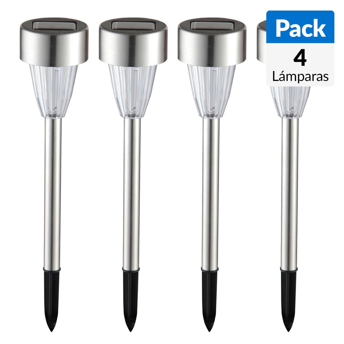 JUST HOME COLLECTION - Pack 4 Estacas Solares Round 0,08 W IP44 Luz Fría