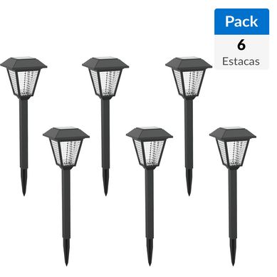 Pack 6 estacas solar plstico negro