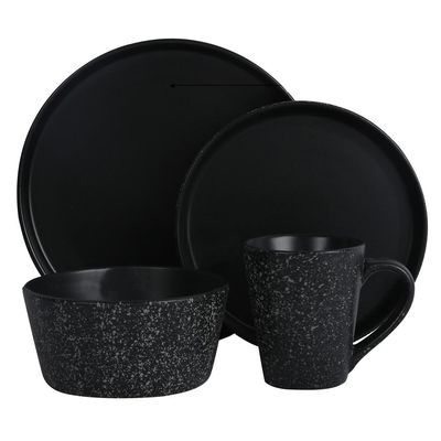 Imagen 2 del producto Juego de Loza 16 Piezas Cerámica Mármol Negro